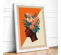 Flourishing Mind Modern Framed Wall Art Print A2 (59.4×42cm) White, Wall Decor for Living Room, Bedroom, Office & Home, Ready to Hang, Art Gift