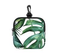 Flourishing Palm Leaves, Square Zipper Storage Bag, Neoprene Coin Purse, Small Wallets, Change Pouch, Change Purse