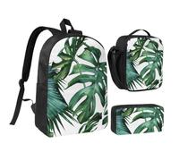 Flourishing Palm Leaves,Student Backpack,Lunch Bag,Pencil Case 3 Piece Set