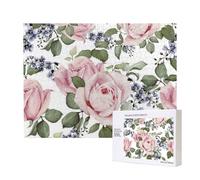 Flourishing Pink Rose,500 Pieces Wooden Jigsaw Family Game Jigsaw Puzzles for Adults Teens Home Decor