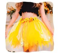 Flovel Fluffy Dance Skirts Layered Tulle Tutu Skirt Light Up Fairy Skirt Party Festival Tutu Costume for Girls (UK, Age, One Size, Regular, Gold)