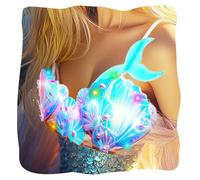 Flovel Light Up Mermaid Bras Blue Glowing Shell Tops LED Pearl Dress Up Costume for Women