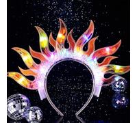 Flovel Luminous Hair Band Luminous Hair Band Fire Headbands LED Lanterns Flames Hair Band Halloween Party Rave Hair Accessories for Women