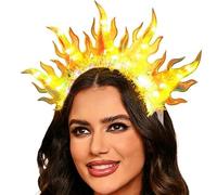 Flovel Luminous Headband Stars Luminous Hair Band Women's Headband Fire Headbands LED Flames Hair Band Halloween Party Rave Hair Accessories for Women (Yellow)