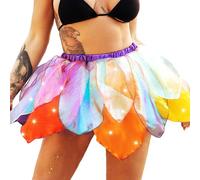 Flovel Women's Fairy Costume Flower Petal Skirt Wedding Shiny Rainbow Tutu Skirt Fluffy Layered Skirts Rave Party Christmas Costume for Women