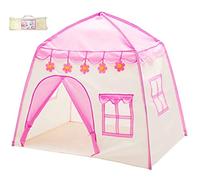 Floving Foldable Children's Teepee,Play Tents for kids,Pop up baby tent for Indoor and Outdoor,yurt playhouse for storage toys,with storage bag (Pink Flower)