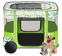 Floving Portable Doghouse Pet fence 70x55x45cm Foldable Pet playpen Rectangle Delivery Room Cat Nest Cat den Puppy house Kennel Closed Pets Tent with carry bag (grass green)