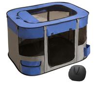 Floving Portable Doghouse Pet fence 70x55x45cm Foldable Pet playpen Rectangle Delivery Room Cat Nest Cat den Puppy house Kennel Closed Pets Tent with carry bag (Navy)
