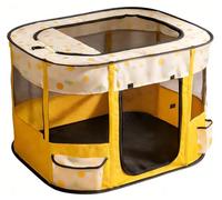Floving Portable Doghouse Pet fence 70x55x45cm Foldable Pet playpen Rectangle Delivery Room Cat Nest Cat den Puppy house Kennel Closed Pets Tent with carry bag (yellow)