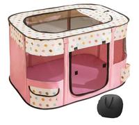 Floving Portable Doghouse Pet fence 80x60x55cm Foldable Pet playpen Rectangle Delivery Room Cat den Cat hut Puppy house Kennel Closed Pets Tent with carry bag (Pink)