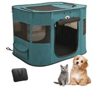 Floving Portable Doghouse Pet fence 80x60x55cm Foldable Pet playpen Rectangle Delivery Room Cat Nest Cat den Puppy house Kennel Closed Pets Tent with carry bag (peacock green)