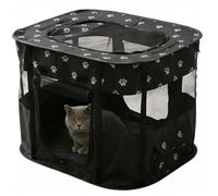 Floving Portable Doghouse Pet fence Foldable Pet playpen Rectangle Delivery Room Cat Nest Cat den Puppy house Kennel Closed Pet Tent (Black, L)