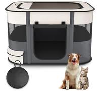 Floving Portable Doghouse Pet fence Foldable Pet playpen Rectangle Delivery Room Cat Nest Cat den Puppy house Kennel Closed Pet Tent (Gray, XL)