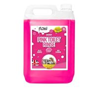 Flow 5L Pink Toilet Rinse - Cherry Scented Toilet Fluid for Caravan, Motorhome & Portable Toilets - Concentrated Formula - Non-Staining & Odour Eliminating - Chemical Rinse for Flush Tanks