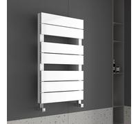 Flow Aluminium Designer Heated Towel Rail Bathroom Radiators Central Heating White - 500mm (w) x 800mm (h) Single - 2023 BTUs