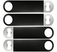 FLOW Barware Bottle Opener, 18cm Bar Blade | Rubber Coated Steel Beer Bottle Opener | Professional Dual Version Bar Blades Beer Openers | 4 Pack Black