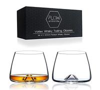 FLOW Barware Vortex Whiskey Tasting Glass Set of 2 Handblown Snifter Whisky Glasses | Unique Swirl Design Whisky Nosing Glass for Scotch, Bourbon, Rum or Brandy