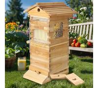 Flow Bee Hive Starter Kit Durable Wooden Construction Beehive Starter Kit Self Flowing Honey Stick with 4 Frames Is The Key For Accessing The Honey