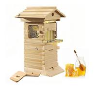 Flow BeeHive Boxes, Self-Flowing Honey Beehive Wooden Bee Box with Window & 4 Auto Honey Frames, Automatic Nectar Harvesting Boxes Starter Kit, Auto Mini Bee Hives for Beekeepers