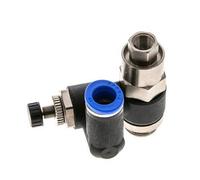Flow Control Silencer Meter-Out Rotatable 10 mm - G3/8''-G1/8'' Brass/PA 66 with Pilot Operated Check Valve