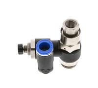 Flow Control Silencer Meter-Out Rotatable 12 mm - G1/2''-G1/4'' Brass/PA 66 with Pilot Operated Check Valve