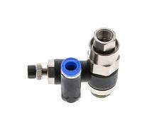 Flow Control Silencer Meter-Out Rotatable 6 mm - G1/4''-G1/8'' Brass/PA 66 with Pilot Operated Check Valve