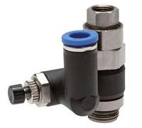 Flow Control Silencer Meter-Out Rotatable 6 mm - G1/8''-M5 Brass/PA 66 with Pilot Operated Check Valve