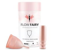 Flow Fairy Menstrual Cup & Applicator - Reusable Period Cup - Made for Comfortable, Leak-Free Protection Up to 12 Hours - Latex Free - Includes Cup, Applicator & Carry Bag (Regular, Sunset Blush)