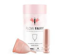 Flow Fairy Reusable Menstrual Cup with Easy Applicator - 100% Medical Grade Silicone Period Cup for Comfort, Cleanliness & Convenience - Flexible - Wear for 12 Hours (Regular)