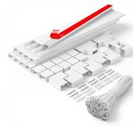 Flow fire 24x14mm White Cable Trunking, 4.8M Self Adhesive Cable Conduit Management Trunking for Wall Mounted TV Cable Tidy (12X L400mm, W24mm H14mm)