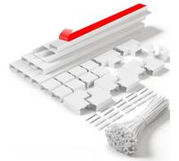 Flow fire 30x15mm White Cable Trunking, 4M Self Adhesive Cable Conduit Management Trunking for Wall Mounted TV Cable Tidy (10X L400mm, W30mm H15mm)