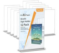 Flow fire A5 Acrylic Sign Holder, 12 Pcs, T-Shaped Table Menu Display Stand