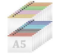 Flow fire A5 Plastic Zip Wallets, 24 Pcs Mesh A5 Zipper File Folders Lock Bags, Waterproof Document Storage Pouch for School Office Travel Receipts Storage