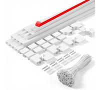 Flow fire White Cable Trunking Wire Cover for Wall, 4.8 Meter Self-Adhesive Cable Conduit Management Trunking, for Wall Mounted Tv Cable Tidy (12X L400mm, W15mm H10mm)