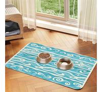 Flow Geometry Cat & Dog Feeding Mat, Sillicone Waterproof Pet Bowl Placement Tray To Stop Food Spills And Water Messes Out To Floor