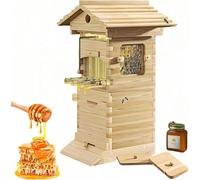 Flow Hive Beehive Starter Kit Complete Bee Box with Observation Window & Honey Spout Bee Hive for Beekeeping Includes Carpenter Bee House for Garden Pollinators