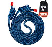 Flow Rope Exercise Jump Rope For Fitness, Working Out, Flow with 9 Ft Adjustable Double Woven Workout Rope For Men, Women, Beginners' Training - Indoor & Outdoor Cardio (black+blue, 9 ft)