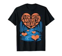 Flow with Nature's Heart Leaf River Design T-Shirt