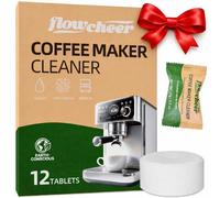 Flowcheer Coffee Maker Cleaner & Descaler Tablets 12-Pack Coffee Machine Tablets for All Coffee Makers,Deep Cleaning Removing and Descaling Coffee Pot Cleaner and Descaler for All Espresso Machines
