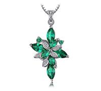 Flower 2.4ct Green Simulated Nano Emerald 925 Sterling Silver Pendant Necklace For Women Gemstone Choker