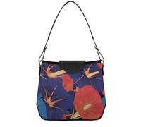 Flower 3d Rendering Shoulder Bags Large Purses for Girls Clutch Tote Bag Detachable Straps for Travel Daily, Red Indigo Morning Glory Abstract Flowers, One Size