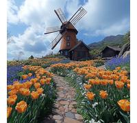 Flower 5D Diamond Art Kits, Cottage Diamond Art for Beginners Adults, DIY Cross Stitch Embroidery Crafts Pictures, DIY Round Full Drill Crystal Kit, for Home Wall Decor, Gifts for Women 20x20in C-3442