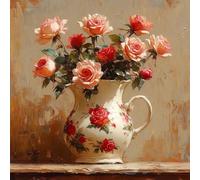 Flower 5D Diamond Art Kits, Rose Diamond Art for Beginners Adults, DIY Cross Stitch Embroidery Crafts Pictures, DIY Round Full Drill Crystal Kits, for Home Wall Decor, Gifts for Women 20x20in F-4579