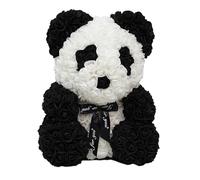 Flower - 9.84inch Artificial Rose Panda Bears with Bowknot Heart Decor, Handmade Roses Doll | Rose Flower Bear Gift Set Hold Roses for Valentines Day Mothers Birthday