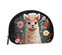 Flower Alpaca Coin Purse Personalized Coin Bag for Women Men Change Purse Small Wallets with Zipper Mini Shell Coin Pouch Outdoor Shopping Change Storage Bag Handbags Gifts