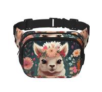 Flower Alpaca Fanny Pack Adjustable Crossbody Bag Large Waist Bag Travel Belt Bag Unisex Bum Bag