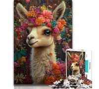 Flower Alpaca Jigsaw Puzzles for Adults Teenagers Jigsaws Puzzle,Help The Brain Exercise Addictive Toys to Cultivate Patience A Work of Art (38x26cm)
