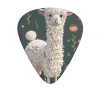 Flower Alpaca Printed Custom 12 Pieces Guitar Pick In A Box,The Pick Makes Sound Clear, Ukulele, Electric Bass (0.46 0.71 0.96mm)