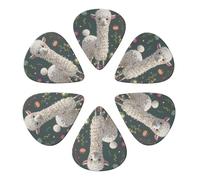 Flower Alpaca Printed Guitar Picks -6 Pcs Guitar Picks Plectrum,Guitar Accessories,Electric Guitar Pick, Bass & Ukulele 0.46mm