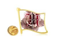 Flower Alphabet Gothic Blood Golden Metal Flag Lapel Pin Badge